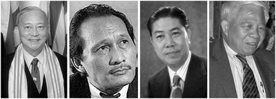 Bốn thủ tướng Việt Nam lưu vong (từ trái): Ông Đào Minh Quân, Ông Nguyễn Hữu Chánh, Ông Nguyễn Bá Cẩn, và Ông Nguyễn Ngọc Bích (hai Ông Nguyễn Văn Chức và Lý Tòng Bá thay thế Ông Nguyễn Bá Cẩn sau khi ông Cẩn qua đời vào 2009